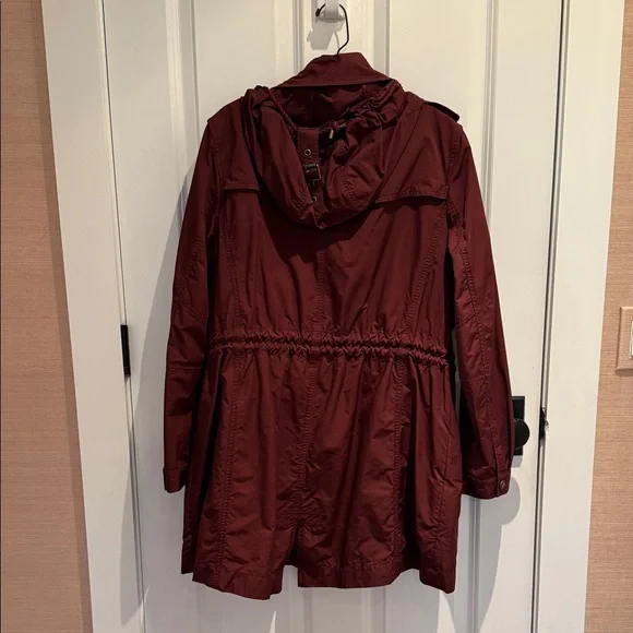 Burberry Burgundy Hooded Trench Coat - Picture 2 of 8